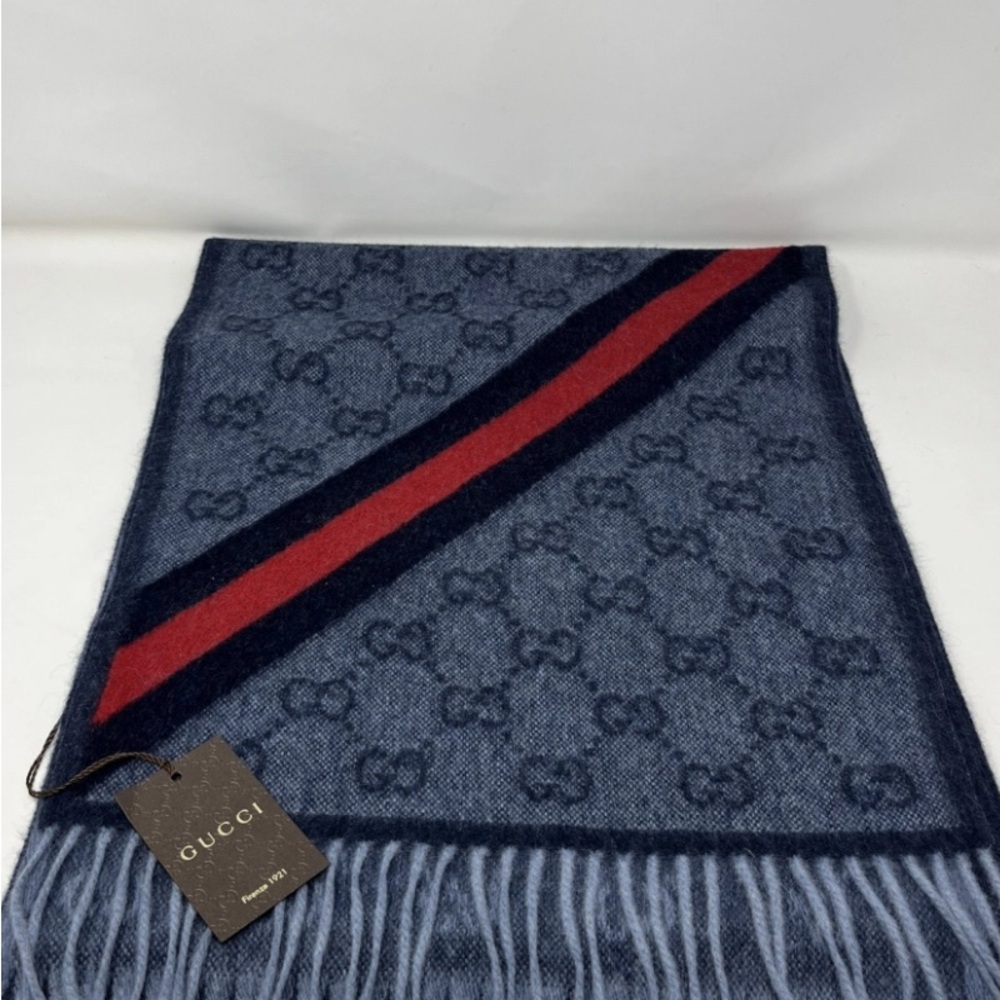 Gucci Blue & Red Scarf- BRAND NEW - Picture 11 of 11